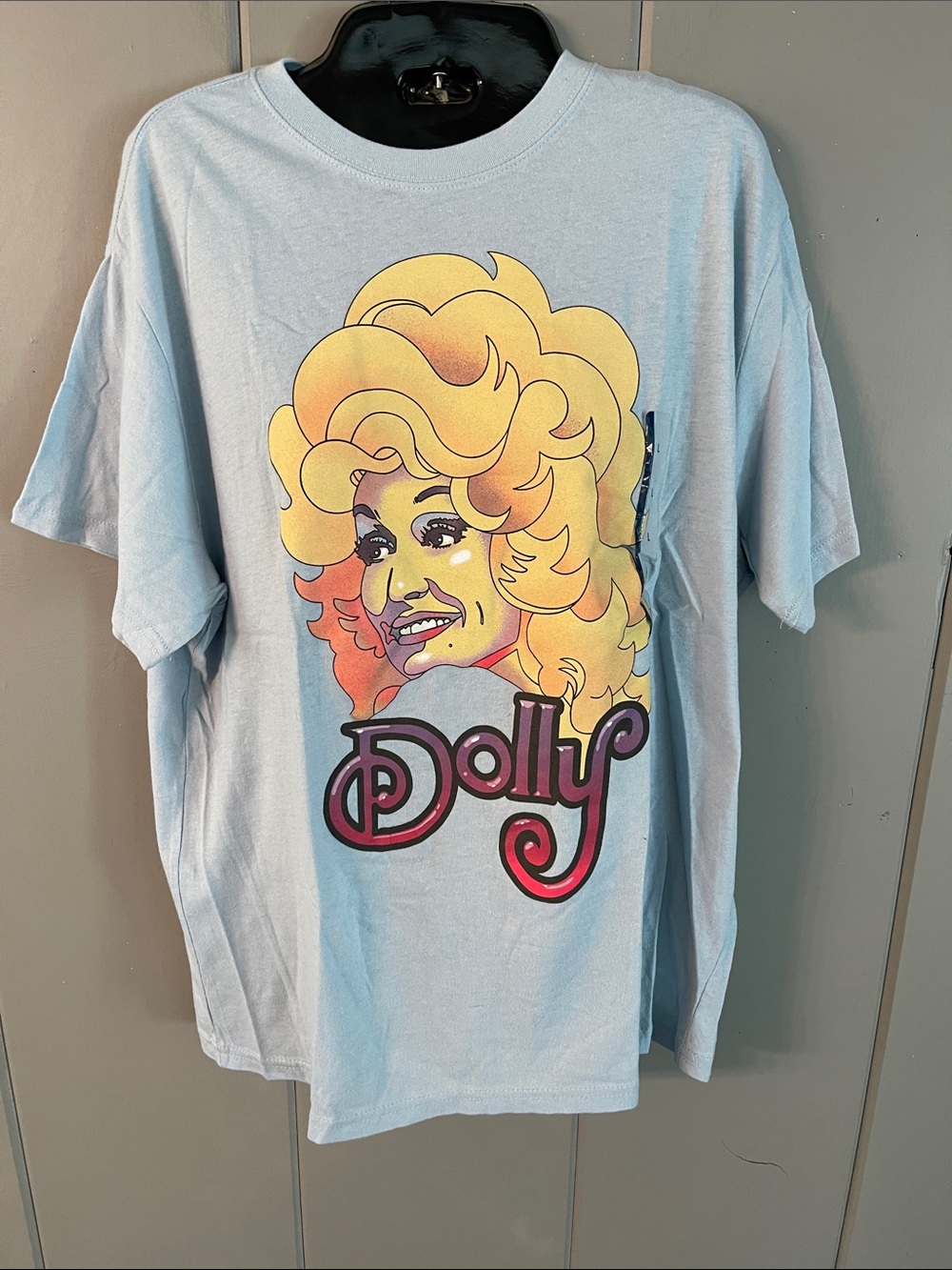 NWT Dolly Parton T-shirt Caricature Short Sleeve Tee Blue Large Country Western